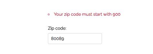 Incorrect zip code